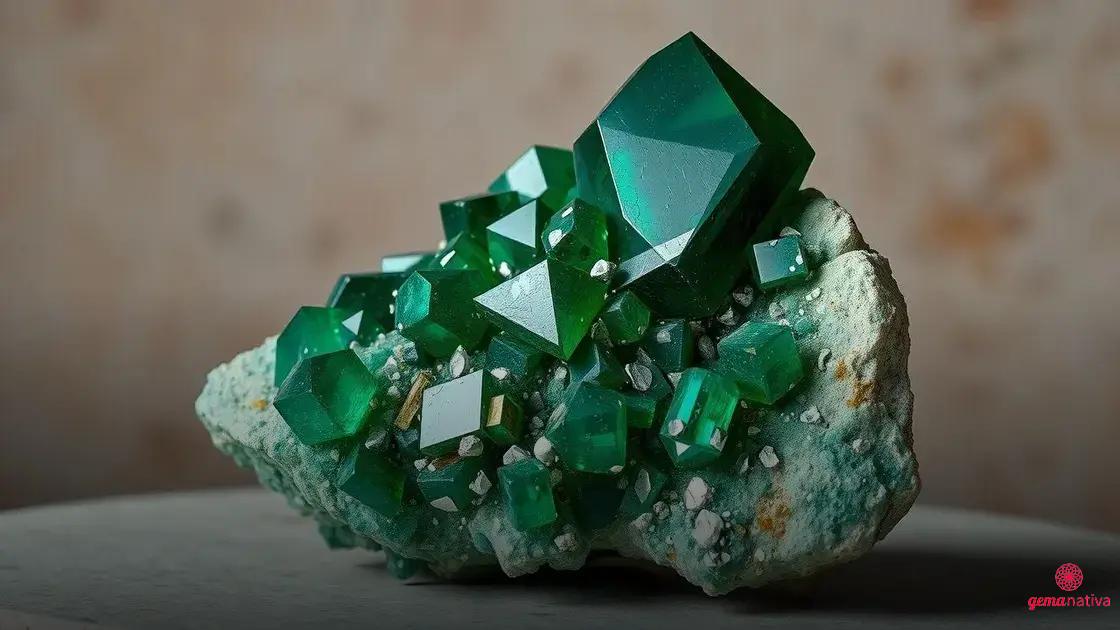  Propriedades físicas: cor verde-esmeralda vibrante, brilho vítreo e clivagem perfeita