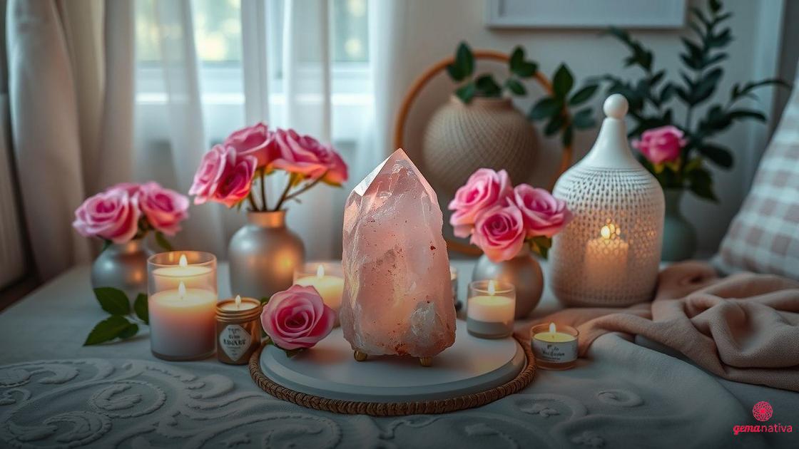 Como criar um altar ou espaço de acolhimento com Quartzo Rosa Como criar um altar ou espaço de acolhimento com Quartzo Rosa
