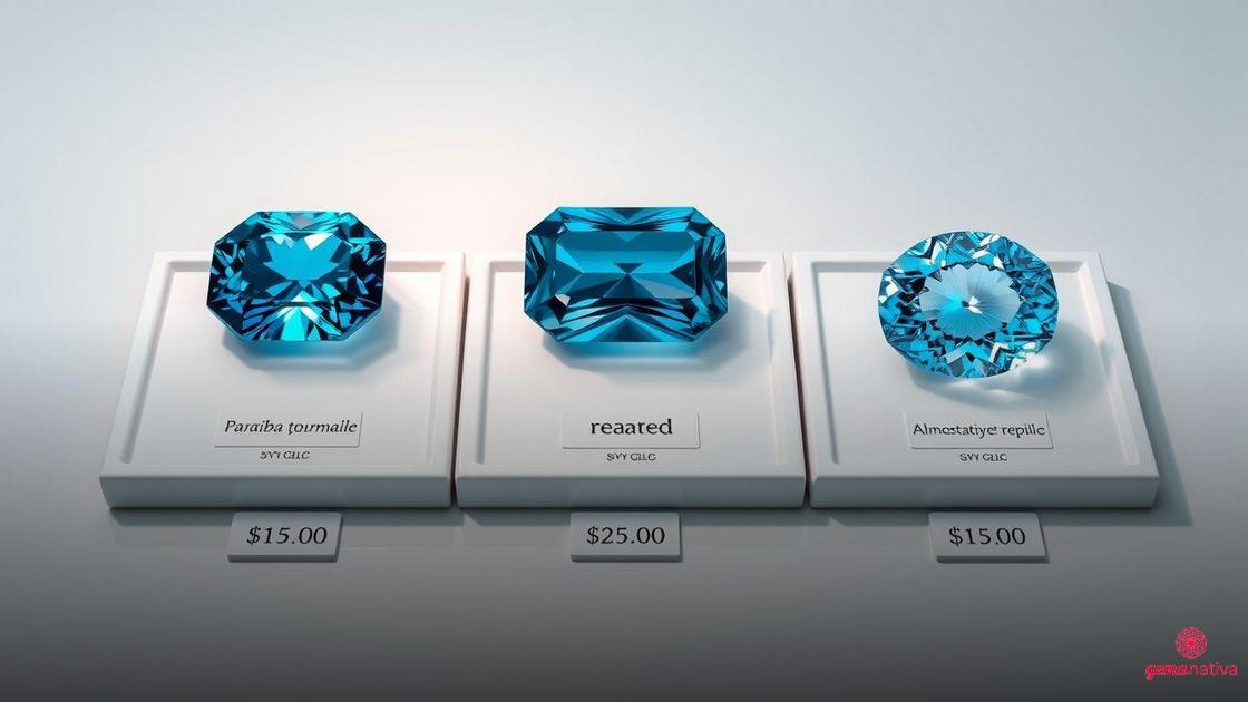 Diferenças de preço entre Turmalina Paraíba natural, tratada e sintética Diferenças de preço entre Turmalina Paraíba natural, tratada e sintética