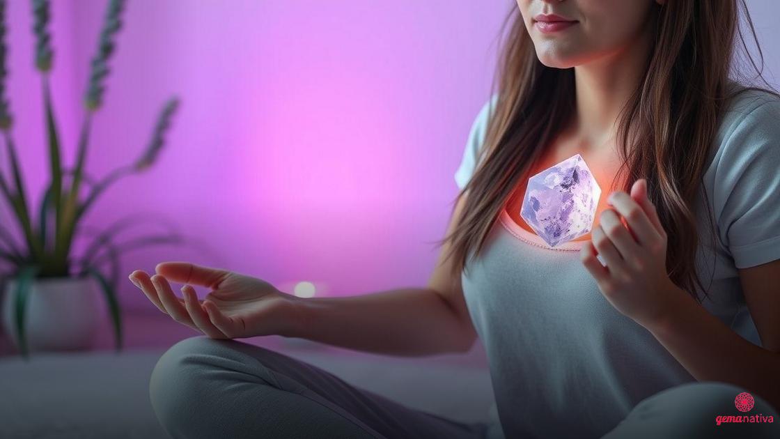 Respiração consciente e visualização guiada com apoio da Lepidolita Respiração consciente e visualização guiada com apoio da Lepidolita