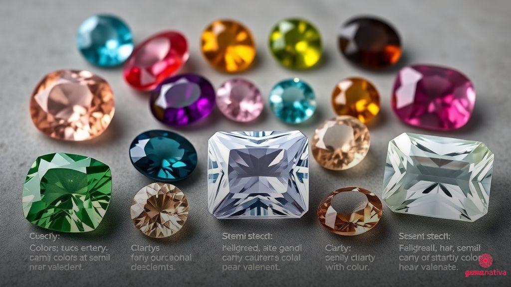 Principais fatores de avaliação: cor, tamanho, lapidação e pureza Principais fatores de avaliação: cor, tamanho, lapidação e pureza