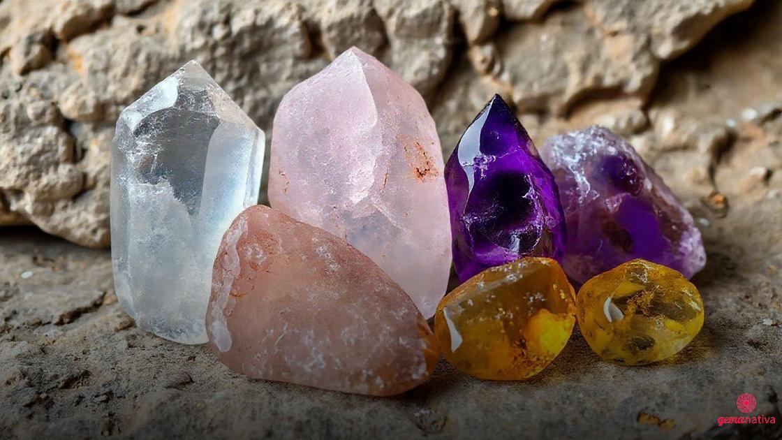 Quartzos em suas diferentes formas e cores Quartzos em suas diferentes formas e cores