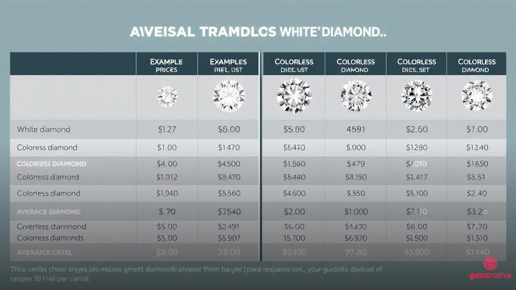Exemplos de preços médios de diamantes brancos e incolores Exemplos de preços médios de diamantes brancos e incolores