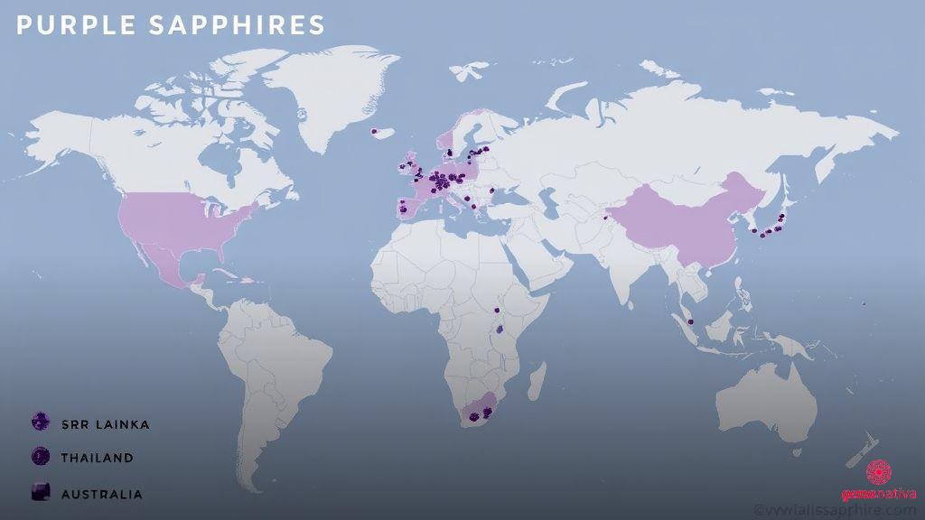 Principais depósitos e locais de extração da safira roxa Principais depósitos e locais de extração da safira roxa