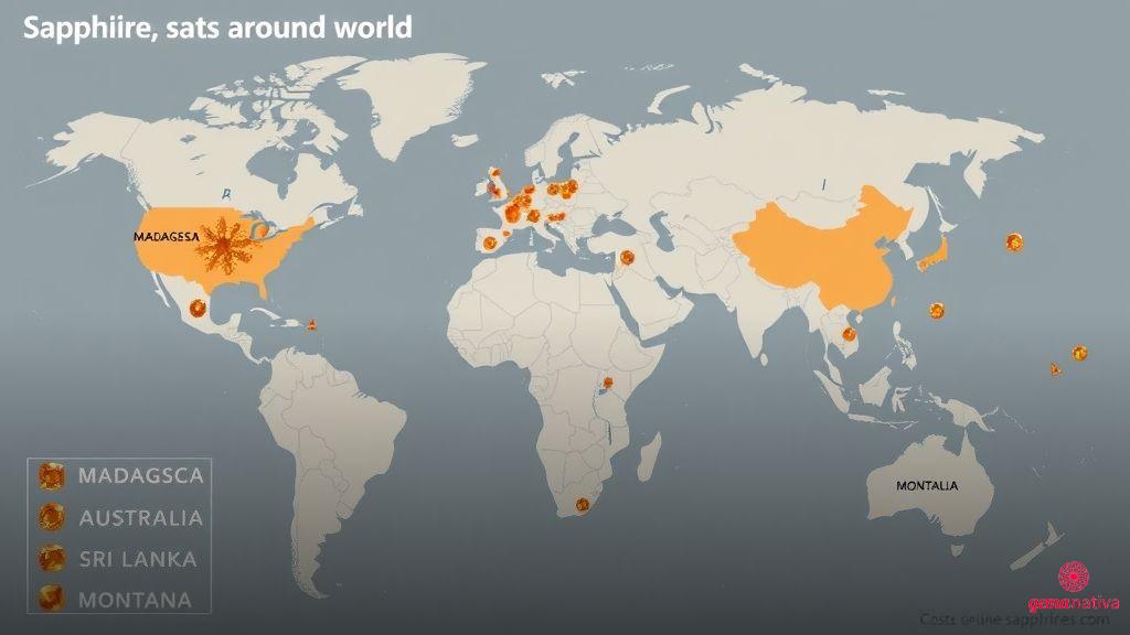 Principais locais de extração da safira laranja Principais locais de extração da safira laranja
